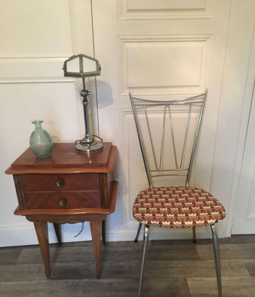Chaise chromée année 70 tapissée