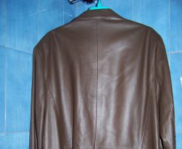 veste droite cuir marron XXL