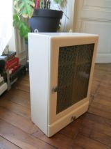 Armoire à pharmacie murale en bois blanc vitrée + tiroir 50s