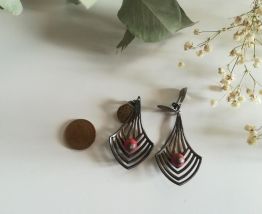 Boucle d'oreille Retro Boule rouge