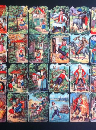 ANCIENNE PLANCHE DE 32 VIGNETTES GAUFREES DE"CHICORE MOKTA