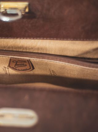 magnifique Sac Texier en cuir Vintage