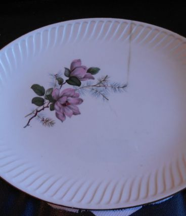Plat de service ovale faience Gien modèle Chenonceaux