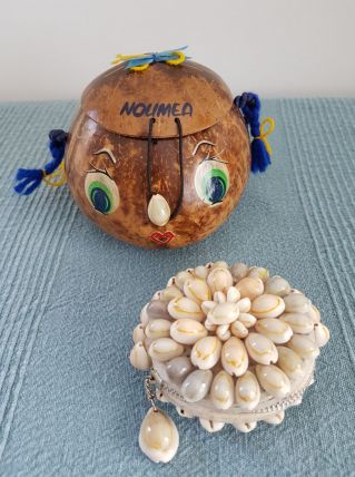 Petit sac noix de coco et porte monnaie coquillages