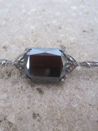 ancienne broche argent serti d'une hématite