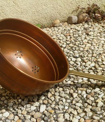 passoire écumoire en cuivre, vintage