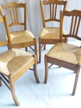 SERIE DE 4 CHAISES ANCIENNES PAILLEES