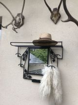 Porte-manteau en fer forgé avec miroir Art Déco 1930