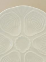 6 assiettes à huîtres blanche en porcelaine de Limoges 