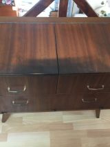 Commode vintage pieds compas,meuble pour vinyles ou hifi