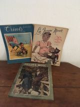 Lot de 3 magazines tricots couture années 50/60.