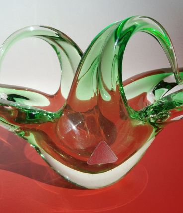 Superbe coupe corbeille vide-poches en verre Murano 