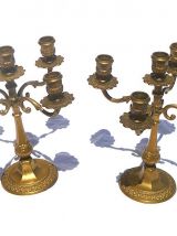 paire de chandeliers 5 branches en laiton