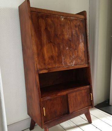 secrétaire vintage scandinave pieds compas, bureau 