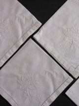 6 Serviettes de Table Brodées Main Anciennes