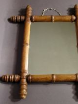 Miroir Art Déco Faux Bambou / Miroir en Bois Tourné