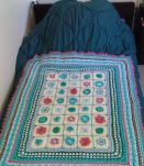 Plaid  coton  crochet fleurs fait main
