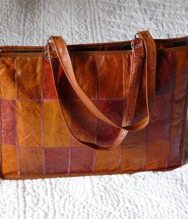 Sac à main cabas cuir années 70
