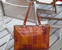 Sac à main cabas cuir années 70