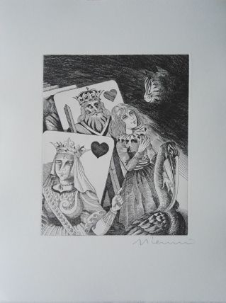 Gravure signée G. GIANNINI Alice au Pays des Merveilles