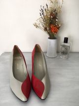Escarpins vintage rouge et gris P37 quasi neufs (RARE !) 