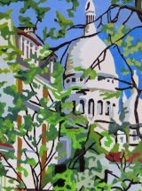 Huile sur panneau de bois thème Montmartre