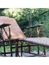 Chaise longue en osier et rotin année 30