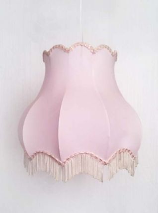 Abat-jour à franges rose 