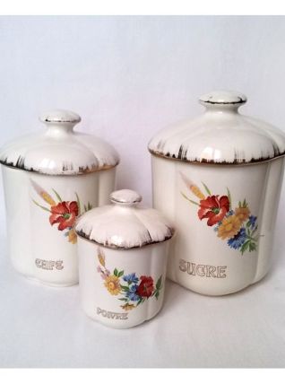Pots à condiments, sucre,café,poivre demi porcelaine Moisson