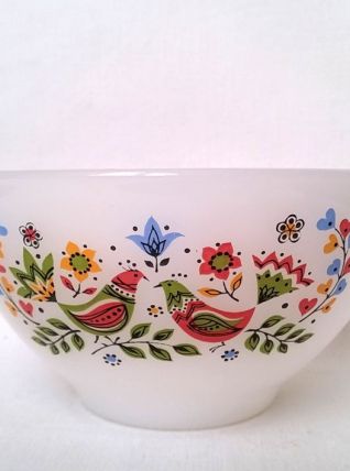 Bol Arcopal oiseaux et fleurs