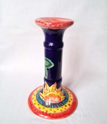 Bougeoir en faience d'Italie soleil et palmier 