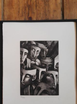 Gravure signée, numérotée, G. Giannini pour Edgar Poe