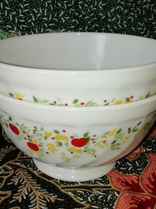 Deux bols Arcopal motif pomme