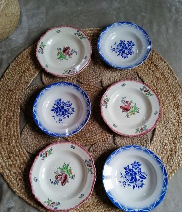 Lot de 6 assiettes creuses anciennes
