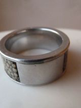 Bague en argent 925 et galuchat, taille 19 mm (62)