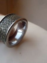 Bague en argent 925 et galuchat, taille 19 mm (62)