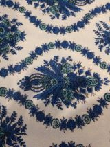 Coupon de Tissus BOUSSAC modele Séville, fleurs bleues 