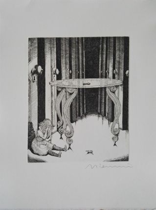 Gravure signée G. Giannini pour Alice au pays des merveilles