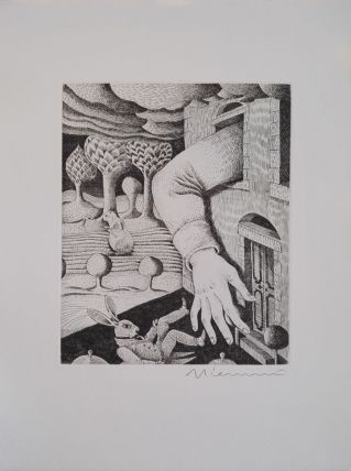 Gravure signée G. Giannini pour Alice au pays des merveilles