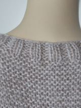 Pull femme oversize beige fait main taille 38/42 avec bonnet