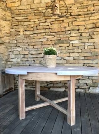 Produit rare année 1970 -TABLE CAMPAGNARDE RONDE AVEC RALLON