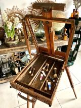 Ancien chevalet de peintre en bois pliable de 1930