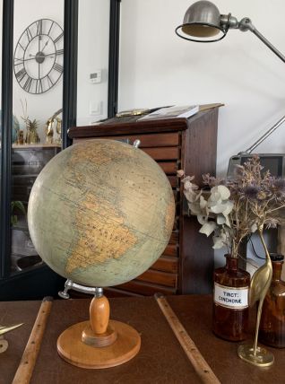 Ancien globe mappemonde Girard Barrère et Thomas vintage