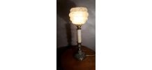 lampe calice sur pied bronze verre clichy  