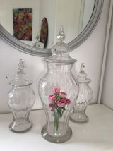 POTS D'APOTHICAIRE ANCIEN EN VERRE SOUFFLE 19EME