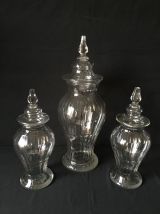 POTS D'APOTHICAIRE ANCIEN EN VERRE SOUFFLE 19EME
