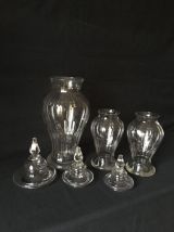 POTS D'APOTHICAIRE ANCIEN EN VERRE SOUFFLE 19EME