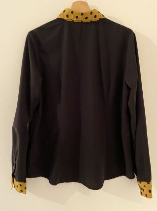 Chemise noire Col Pois