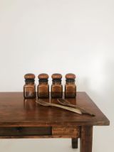 Lot de 4 flacons bocaux en verre ambré style apothicaire