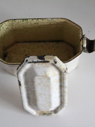 Boîte de déjeuner émaillée ancienne vintage sans anse
